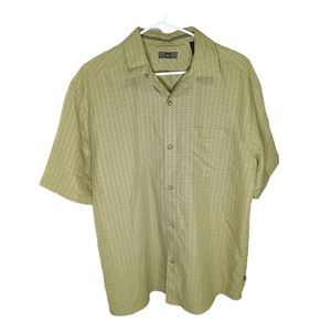 REI Short Sleeve Button Up Shirt Green Hiking Fishing Men's Size Medium M